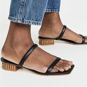 Cult Gaia Liz Leather Sandals in Black Leather